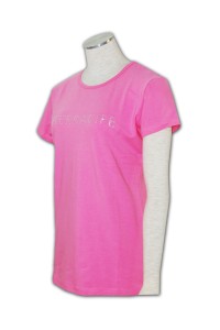 T232t恤供應商 自製創意t 恤   團體訂購班t-shirt 香港t恤批發  燙石     粉色  少量團體服製作  亮片t恤